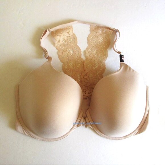 38DD Victoria Secret BODY BY VICTORIA Lined full bra Front Close Racerback cream - Picture 1 of 5